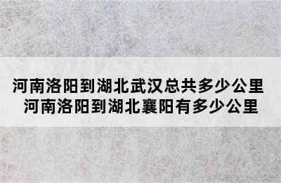 河南洛阳到湖北武汉总共多少公里 河南洛阳到湖北襄阳有多少公里